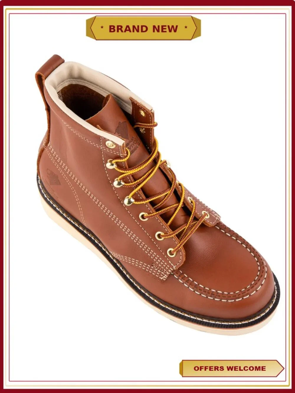 Men's Soft Toe Full Grain Leather Backhaul Brown Work Boots